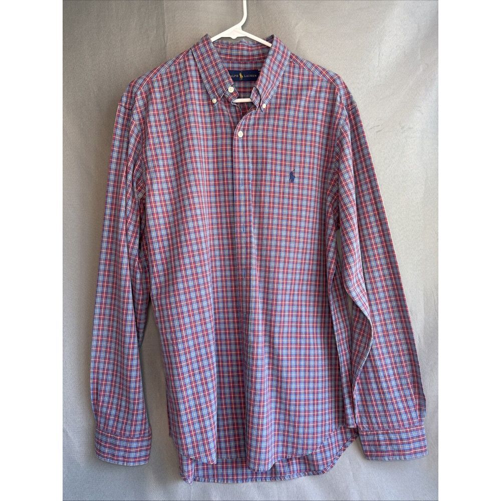 Ralph Lauren Men's Classic Fit‎ Pony L/S Blue Red Yellow Plaid Button Up Size L
